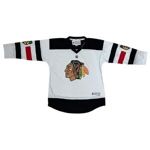 Boys Reebok Chicago Blackhawks Jersey Youth  L XL White NHL Athletic No Name